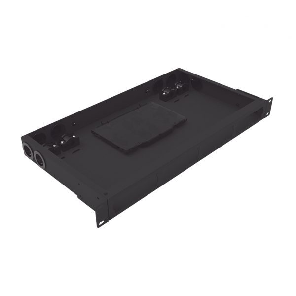 Distribuidor de fibra óptica vacío 19in, Acepta 4 placas Acopladoras de Linkedpro, hasta 24 fibras, 1UR, Incluye charola de empalme - Imagen 2