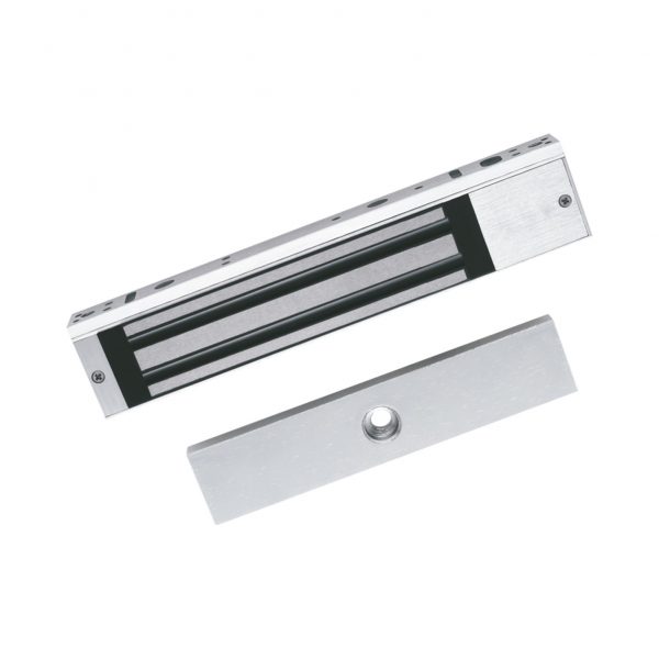 Chapa Magnética de 617 Lbs (280 Kg) / Montaje en Puerta Normal o de Vidrio / Certificado CE / Uso en Interior / Indicador LED / Magnetismo Anti-residual