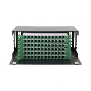 Distribuidor de Fibra Óptica con bandejas deslizables, vacío, 19in, acepta 72 adaptadores "LC Duplex" o "LC Simplex" o 72 "SC" Simplex, 4U