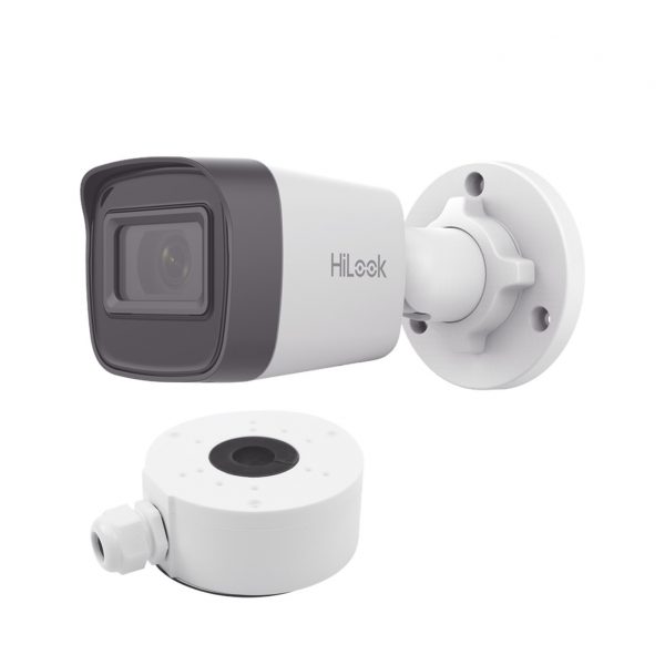 HiLook Series / Bala IP 4 Megapíxel / 30 mts IR / Exterior IP67 / PoE / dWDR / Lente 2.8 mm + Caja de conexión DS-1280ZJ-XS