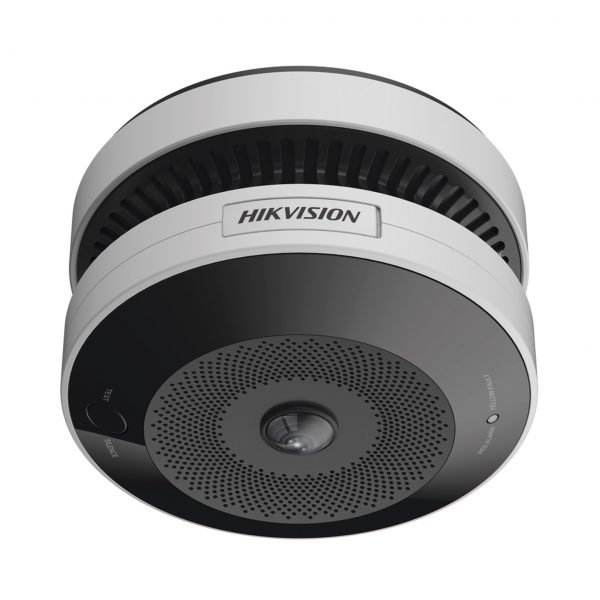 (HikFire) Mini Fisheye IP 4 Megapíxel con Detector de Humo Puntual / Autónomo / Entrada y Salida de Alarma / 15 mts IR / PoE / WDR 120 dB / Alarma de 85 dB / MicroSD 128GB / Compatible con Hik-Connect