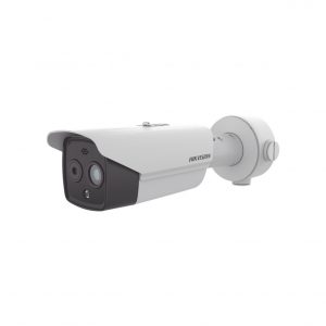 Bala IP Dual / Térmica 6.9 mm (256 x 192) / Óptico 6.4 mm (4 Megapíxel) / 30 mts IR / Exterior IP67 / PoE / Termométrica / Detección de Temperatura / Sirena y Luz Intermitente Integrada / Micro SD