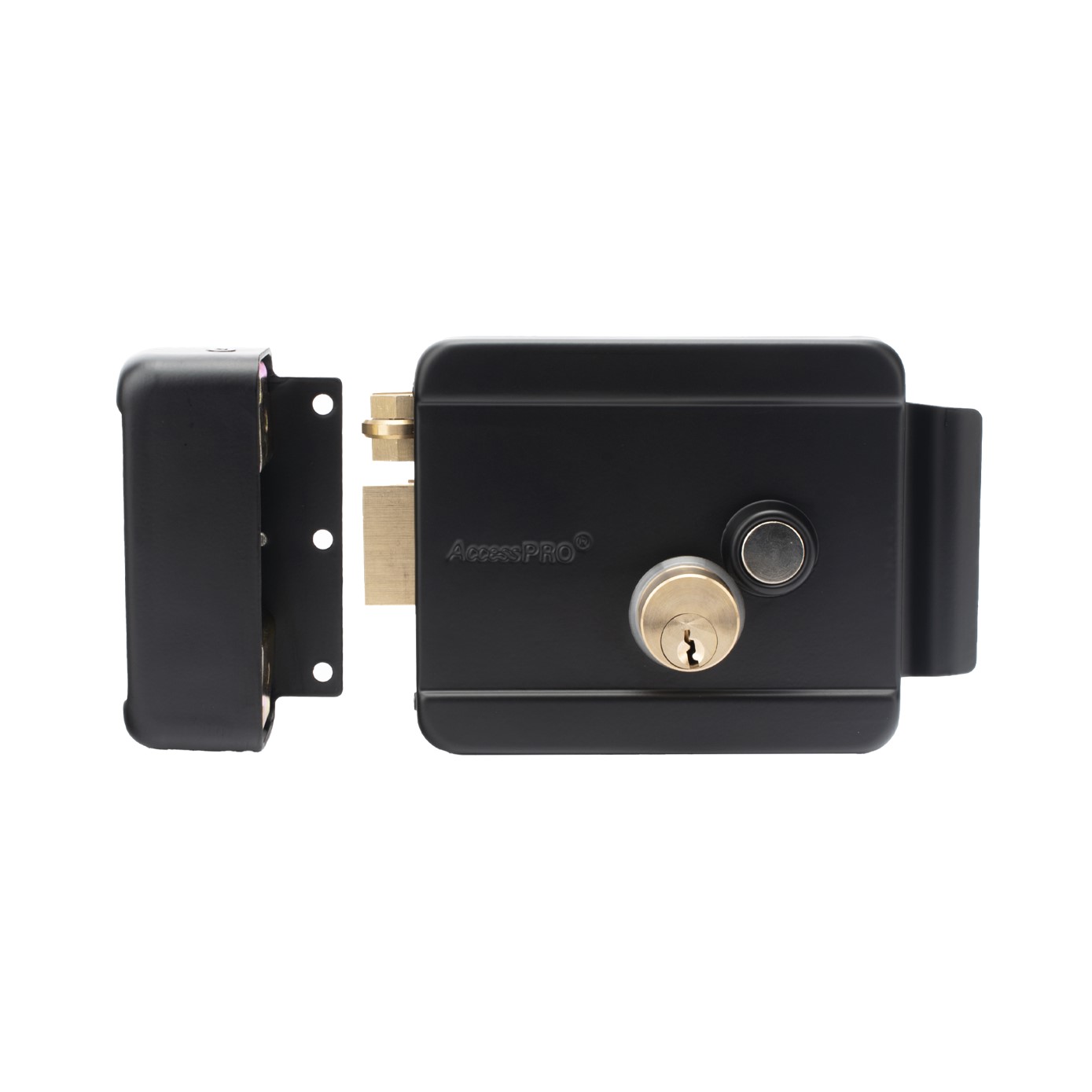 Cerradura Eléctrica con Botón de Salida / Incluye Llave / Exterior / Izquierda / Color Negro - Imagen 2