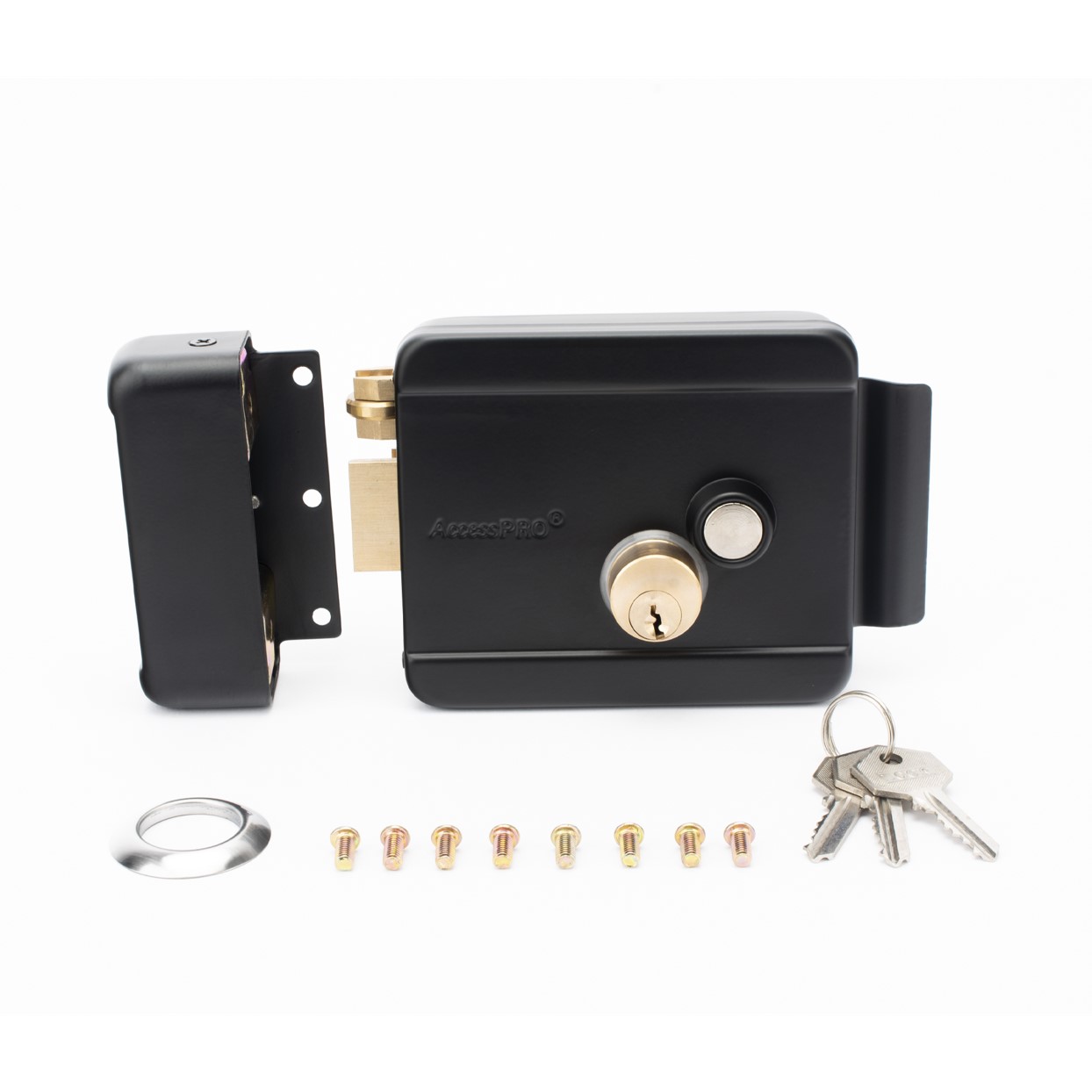 Cerradura Eléctrica con Botón de Salida / Incluye Llave / Exterior / Izquierda / Color Negro - Imagen 3