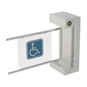 Torniquete De Cortesía Motorizado / Acabado En Acero Inoxidable Con Hoja de Acrílico / Bidireccional / Compatible con Cualquier Control De Acceso de Contacto Seco