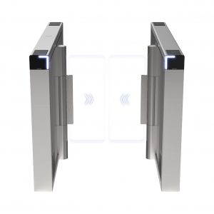 Torniquete Swing PREMIUM / Iluminación LED / 12,000,000 Ciclos MCBF / Incluye Lectores de Tarjeta y Panel de Acceso / 14 Pares de IR / Carril de 90 cms / Compatible con Reconocimiento Facial / Incluye Izquierdo y Derecho