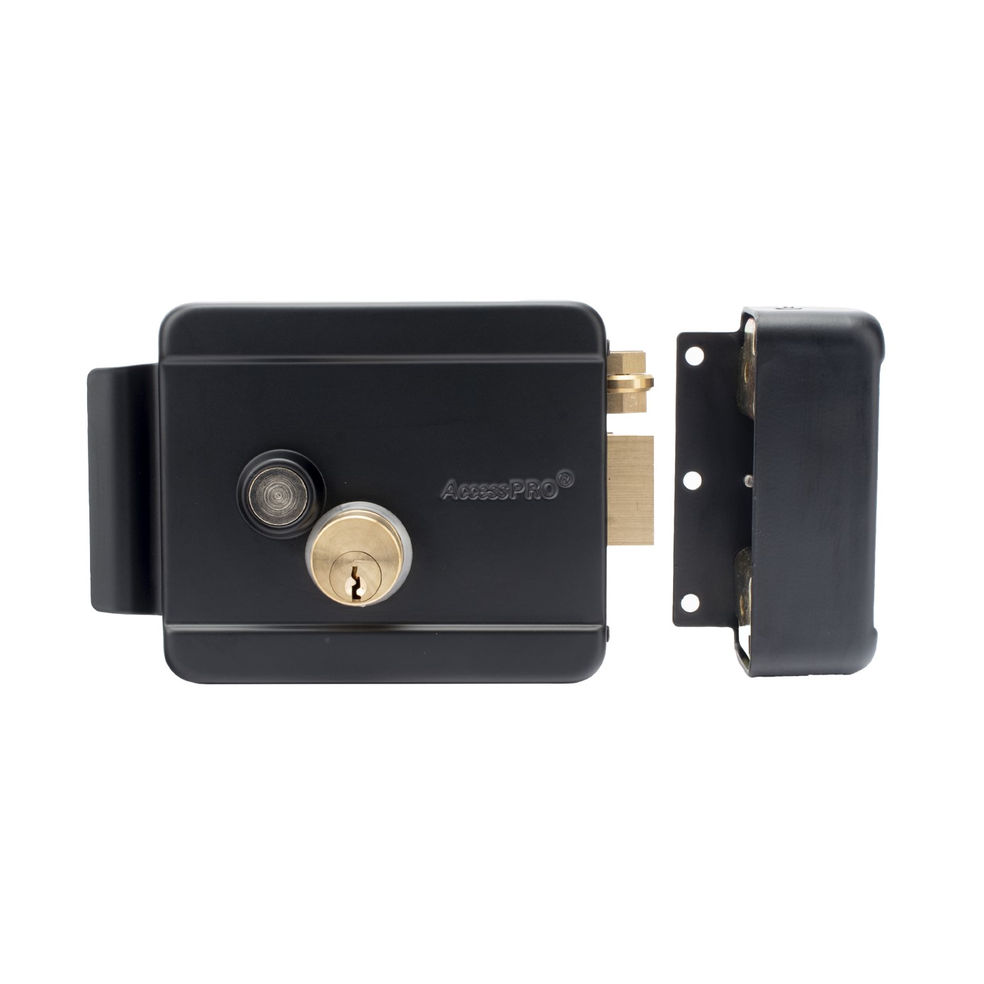 Cerradura Eléctrica con Botón de Salida / Incluye Llave / Exterior / Derecha / Color Negro - Imagen 2