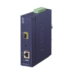 Convertidor de Medios PoE Industrial, Puerto SFP 1000BASE-SX/LX a Puerto RJ45 Gigabit con Salida PoE 802.3at (Hasta 30 W)