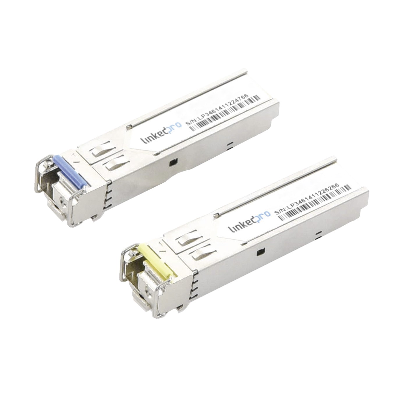 Transceptores Ópticos Industriales Bidireccionales SFP (Mini-Gbic) / Monomodo 1310 & 1550 nm / 1.25 Gbps / 1000BASE-BX / Conector LC/UPC Simplex / DDM / Hasta 3 km / 2 Piezas