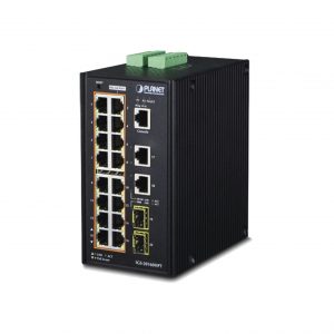 Switch Industrial Administrable 16 puertos 10/100/1000 T 802.3at PoE + 2 Puertos 10/100/1000 T + 2 puertos 100/1000 X SFP