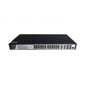 Switch Gigabit PoE+ / Administrable / 24 Puertos 1000 Mbps PoE+ / 4 Puertos 1000 Mbps + 4 Puertos SFP de Uplink / 370 Watts / Soporta IGMP