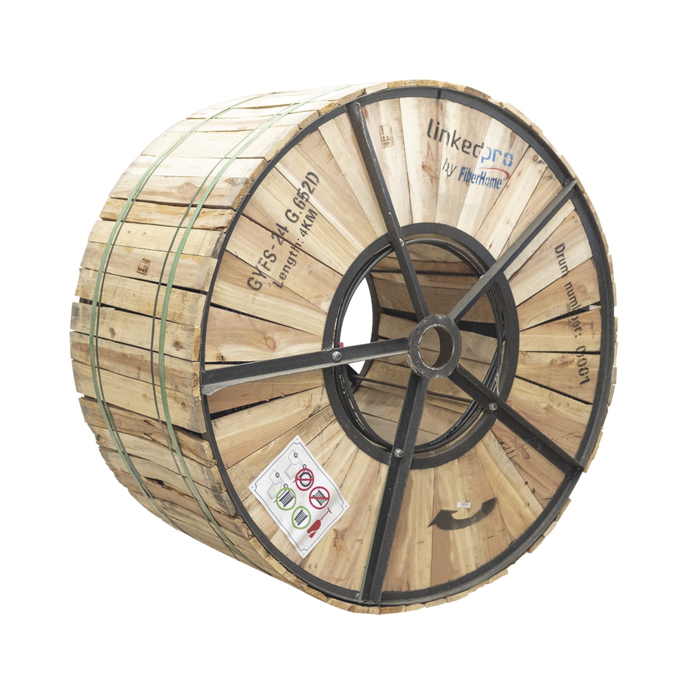 Carrete de 4 km de Fibra Óptica para Exterior G.652D, Armada, Monomodo de 24 Hilos, Loose Tube, Color Negro, Para Instalación en Ducto Subterráneo o Enterrado Directo