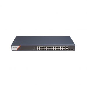 Switch Gigabit PoE+ / Administrable / 24 Puertos 1000 Mbps PoE+ (4 Puertos PoE++ 90 W) / 2 Puertos 1000 Mbps de Uplink / 2 Puertos SFP / Configuración Nube Hik-PartnerPro / Modo Extendido hasta 300 Metros / 370 W