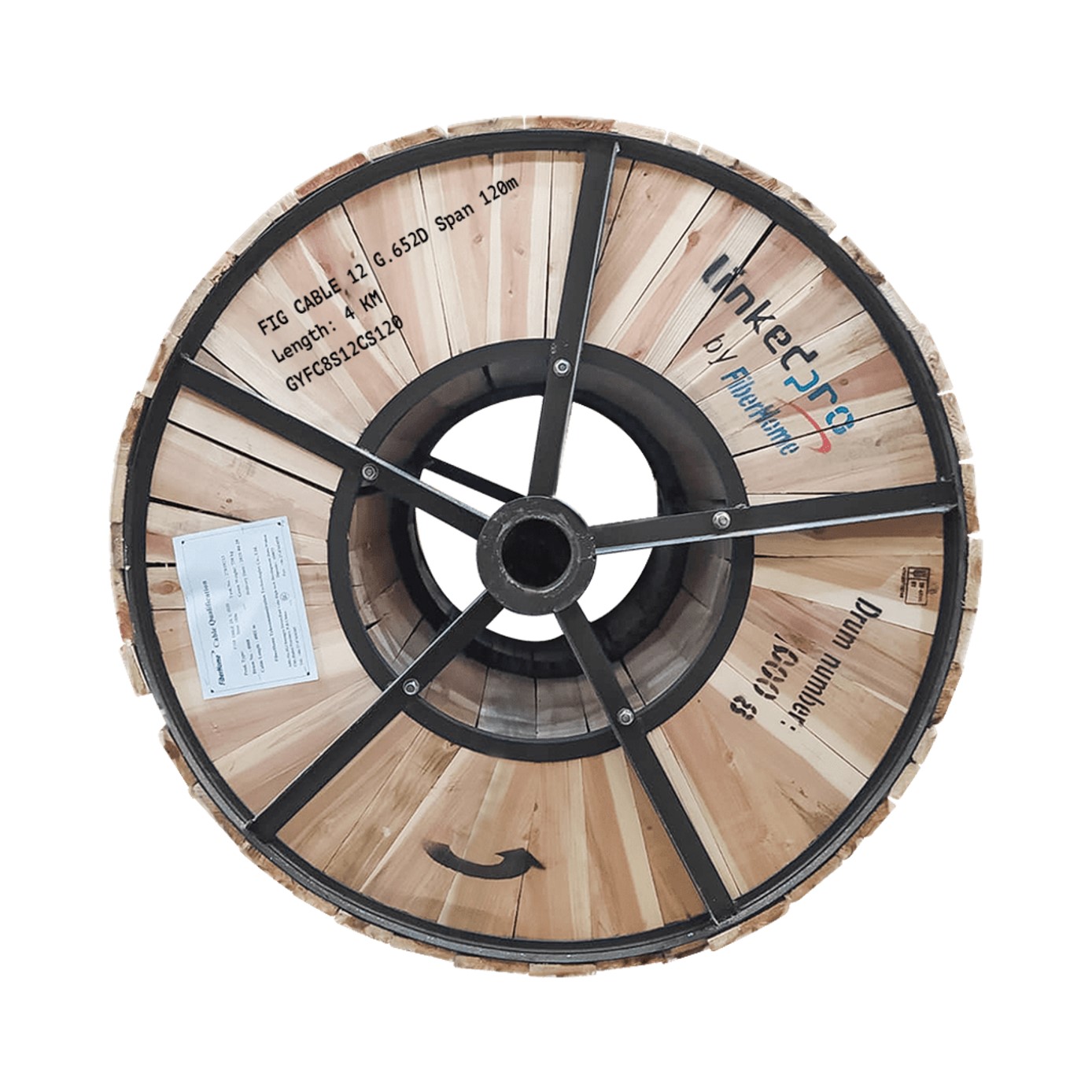 Carrete de 4 Km Fibra Óptica Aerea Figura 8 Armada Antirroedor G.652D, Monomodo de 12 Hilos, Exterior, Span 120