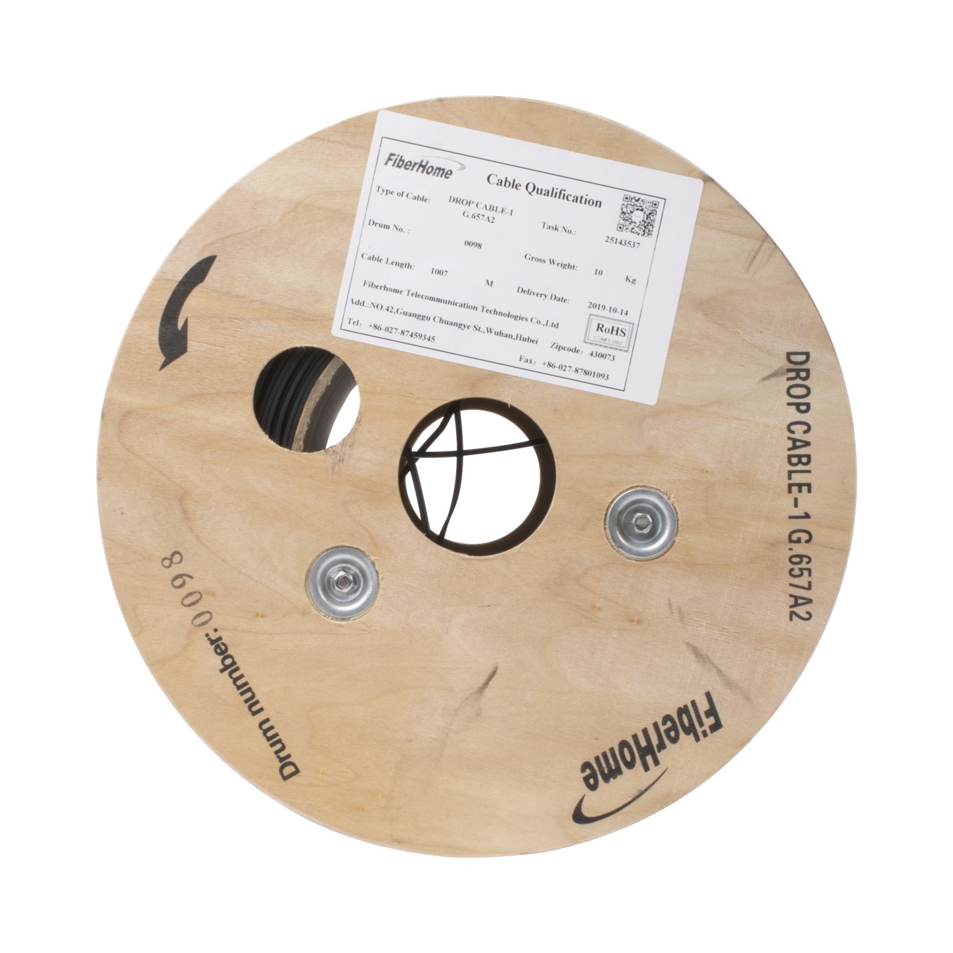 Carrete de 1 km de Fibra Óptica Drop, Interior/Exterior G.657A2 Monomodo de 1 hilo (unifibra), Dieléctrica, Forro Negro - Imagen 5