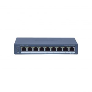 Switch Administrable PoE+ / 8 puertos 100 Mbps PoE+ / 1 puerto 1000 Mbps de Uplink / PoE hasta 300 Metros / Conexión Remota desde Hik-ParnerPro / 110 W