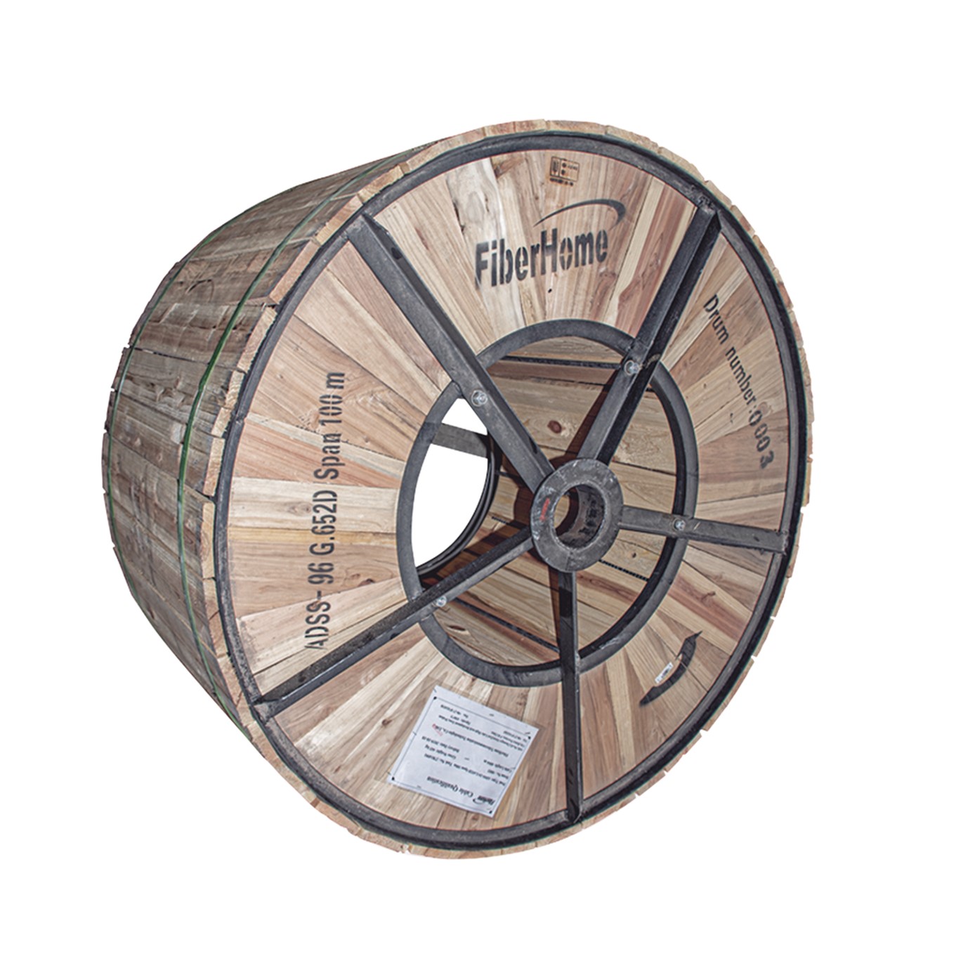 Carrete de 4 km de Fibra Óptica Aérea (ADSS) G.652D, Monomodo de 96 Hilos, Exterior, Span 200, Loose Tube