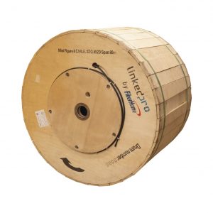 Carrete de 4 km de Fibra Óptica Aérea Mini Figura 8, G.652D, Monomodo de 12 Hilos, Exterior, Span 80, Loose Tube