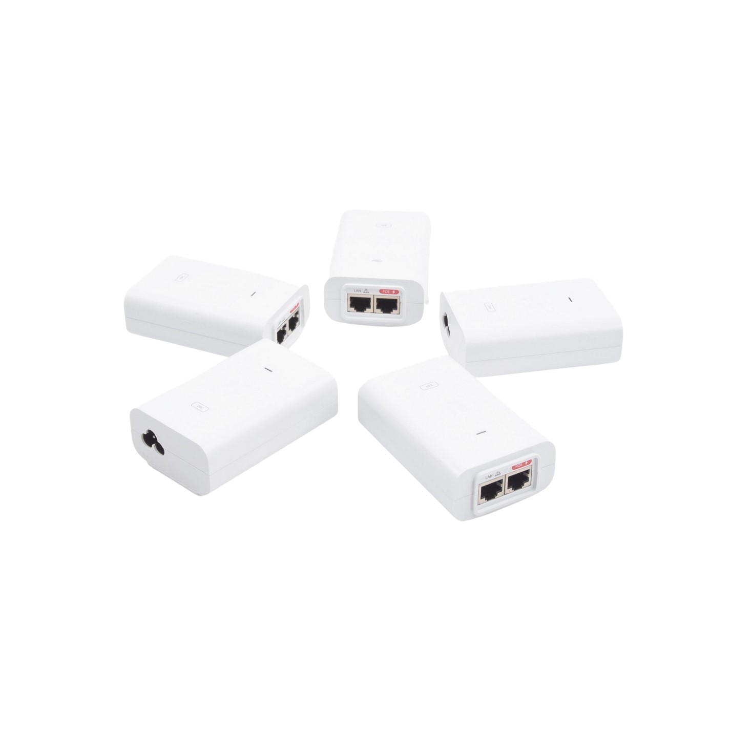 5 Unidades del Adaptador PoE Ubiquiti de 24 VDC, 0.5 A con puerto Gigabit, color blanco