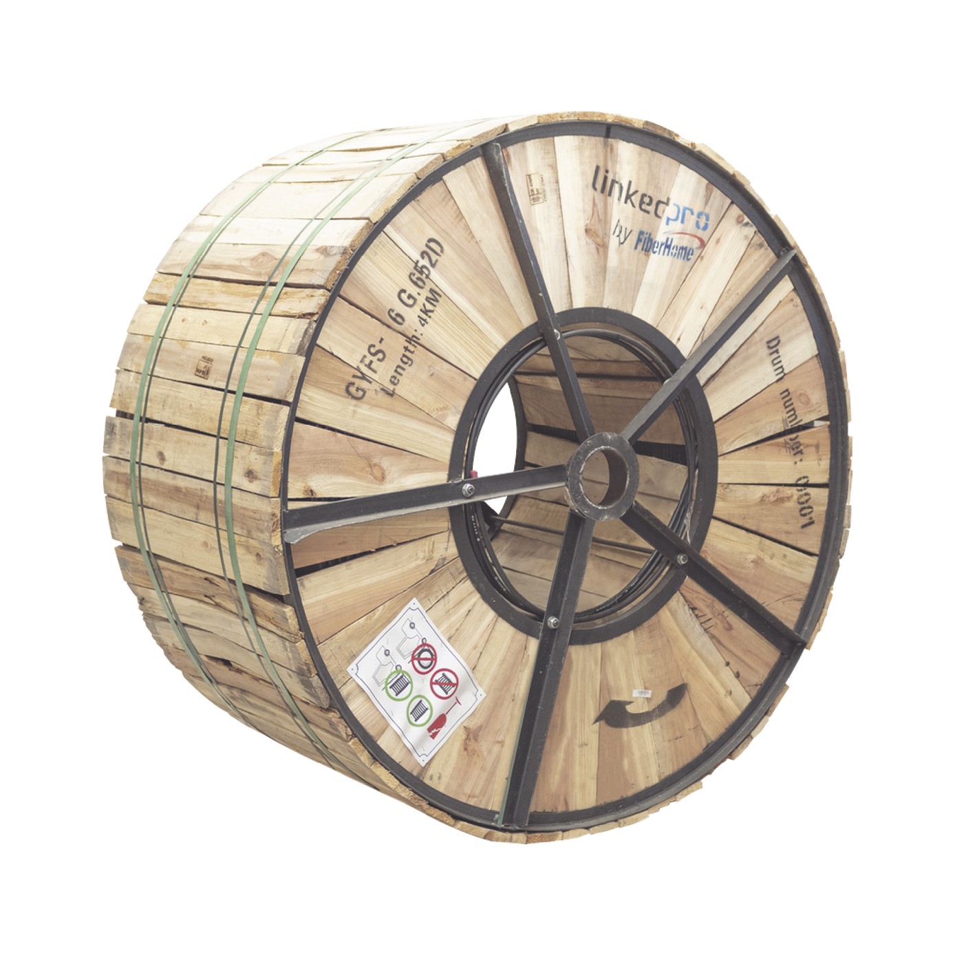 Carrete de 4 km de Fibra Óptica para Exterior G.652D, Armada, Monomodo de 6 Hilos, Loose Tube, Color Negro, Para Instalación en Ducto Subterráneo o Enterrado Directo