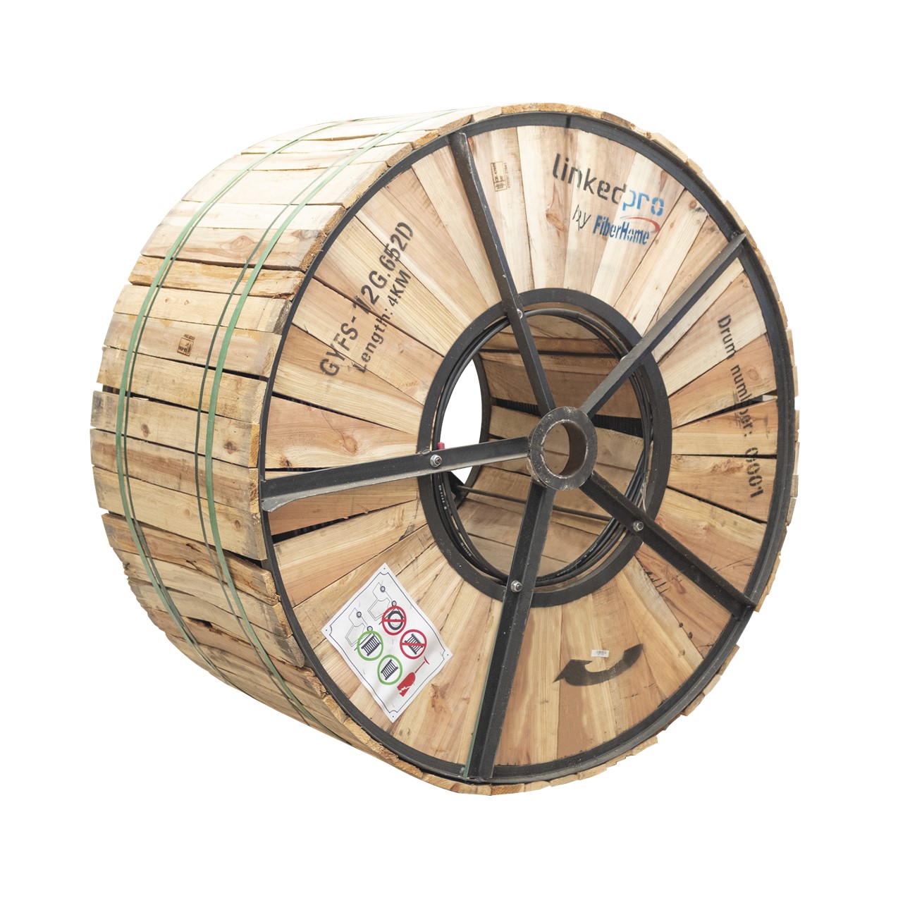 Carrete de 4 km de Fibra Óptica para Exterior G.652D, Armada, Monomodo de 12 Hilos, Loose Tube, Color Negro, Para Instalación en Ducto Subterráneo o Enterrado Directo