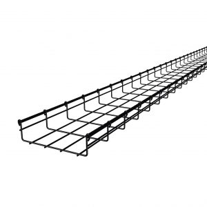 Charola tipo malla 66/200 mm con baño de pintura epóxica en color NEGRO, hasta 210 cables UTP Cat6, tramo 3 m