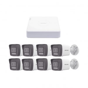 Kit IP 1080p (2 Megapixel) / NVR de 8 Canales con 8 Puertos PoE / 8 Cámaras IP Bala ColorVu Lite y ACUSENSE Lite / Micrófono Integrado