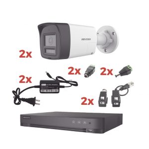 Kit Audio Bidireccional TurboHD 1080p / DVR 4 Canales / 2 Cámaras Bala (Exterior) con Bocina y Microfóno Integrado / 2 Fuentes de Poder / Accesorios