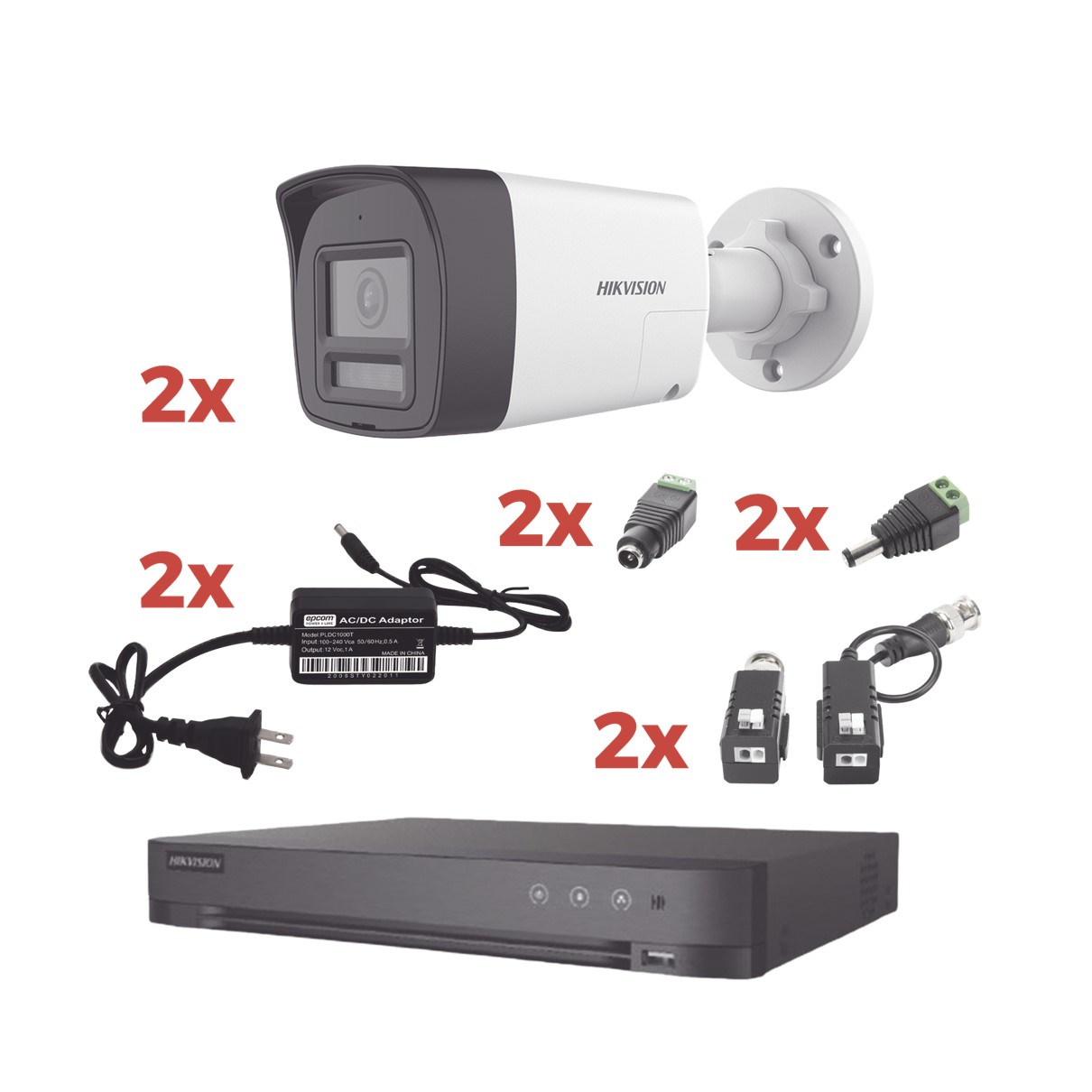 Kit Audio Bidireccional TurboHD 1080p / DVR 4 Canales / 2 Cámaras Bala (Exterior) con Bocina y Microfóno Integrado / 2 Fuentes de Poder / Accesorios