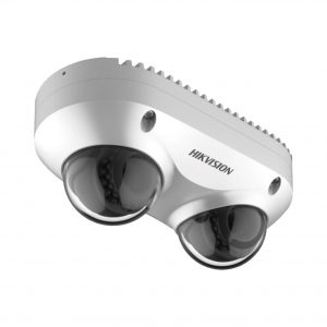 PanoVu Series / Lente Dual de 4 Megapixel / 2 Lentes Fijos de 2.8 mm / Recomendado para Pasillos o Esquinas / IP67 / IK10 / PoE / WDR 120 dB / 10 mts IR / Entrada y Salida de Audio y Alarma / MicroSD