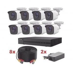 Kit TurboHD / DVR 8 Canales 1080p Lite / 8 Cámaras bala 1080p metálicas / 8 cables de 20 metros / 2 fuentes de 4 canales