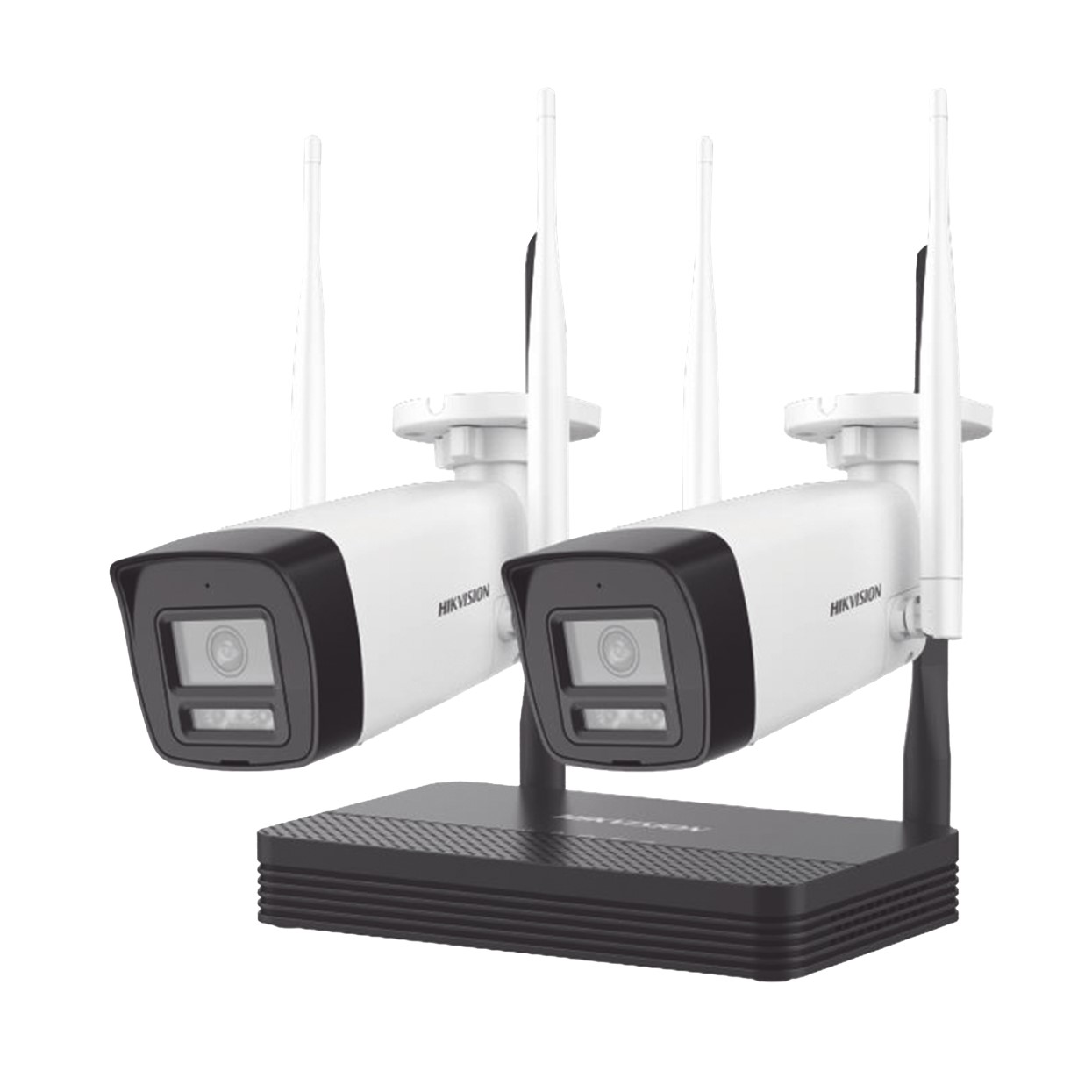 Kit IP Inalámbrico 2 Megapixel (1080p) / NVS 4 Canales / 2 Cámaras Bala para Exterior con Lente 2.8 mm y Dual Light (30 mts IR + 20 mts Luz Blanca) / Audio Bidireccional (Micrófono y Bocina) / Soporta Micro SD de 512 GB