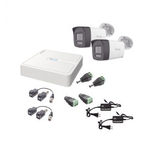 Kit HiLook Audio Bidireccional TurboHD 1080p / DVR 4 Canales / 2 Cámaras Bala (Exterior) con Bocina y Microfóno Integrado / 2 Fuentes de Poder / Accesorios