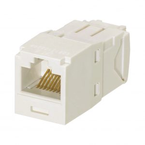 Conector Jack RJ45 Estilo TG, Mini-Com, Categoría 6, de 8 Posiciones y 8 Cables, Color Blanco Mate