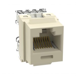 Conector Jack Estilo 110 (de Impacto), Tipo Keystone, Categoría 6, de 8 Posiciones y 8 Cables, Color Marfil