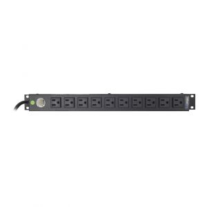 Multicontacto Horizontal (PDU) de 10 Contactos (NEMA 5-15R) Rack 19" 1UR. Voltaje Entrada/Salida: 120Vca/15A