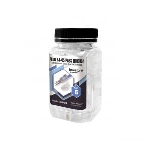 Bote con 50 Plugs Pass Through RJ45 Cat6 sin Blindaje, con Alivio de Tensión Incluido, Chapado de Oro a 30 Micras para Durabilidad Extrema