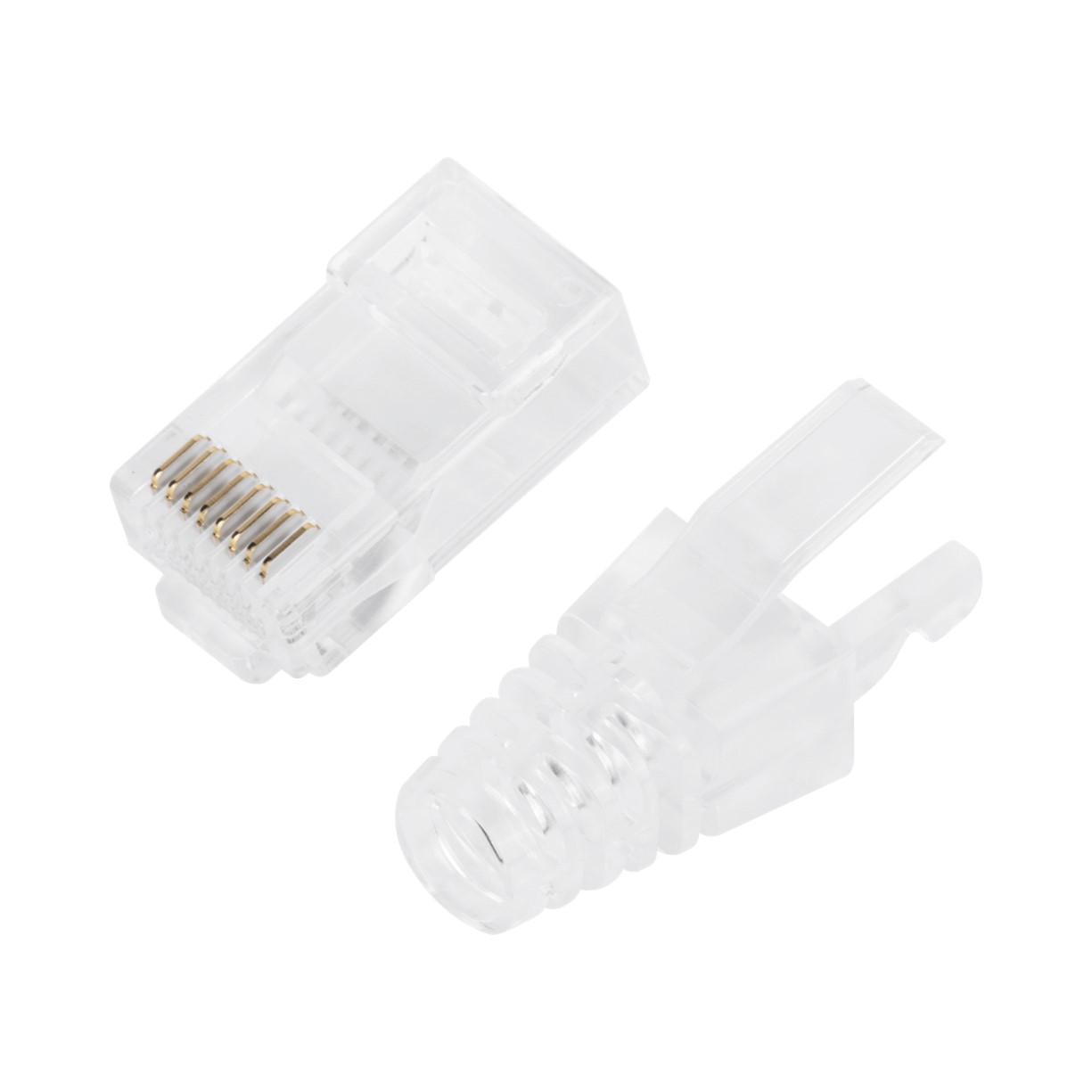 Bote con 50 Plugs Pass Through RJ45 Cat6 sin Blindaje, con Alivio de Tensión Incluido, Chapado de Oro a 30 Micras para Durabilidad Extrema - Imagen 3