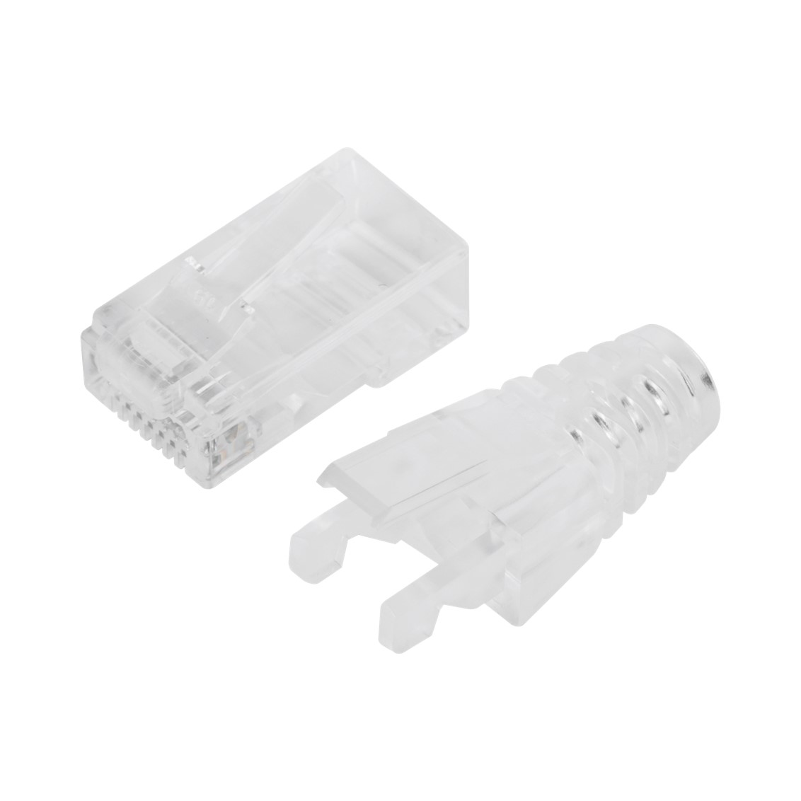 Bote con 50 Plugs Pass Through RJ45 Cat6 sin Blindaje, con Alivio de Tensión Incluido, Chapado de Oro a 30 Micras para Durabilidad Extrema - Imagen 4