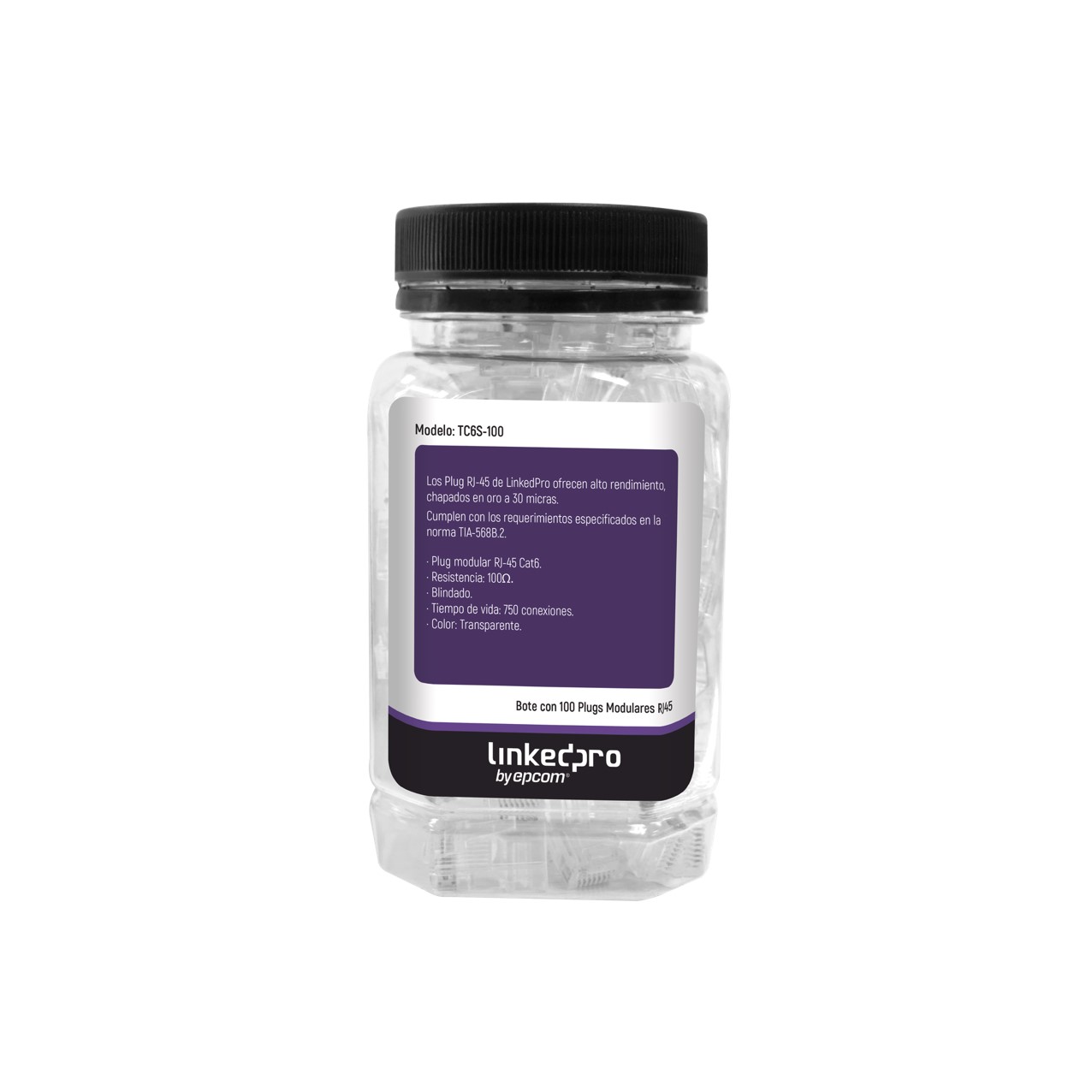 Bote con 100 Piezas de Plug Modular RJ45 Cat6 Blindado, Chapado de Oro a 30 Micras para Durabilidad Extrema SIN PIN de Tierra - Imagen 2