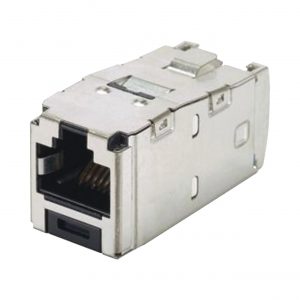 Conector Jack RJ45 Blindado, Estilo TG, Mini-Com, Categoría 6A, de 8 Posiciones y 8 Cables, Color Negro