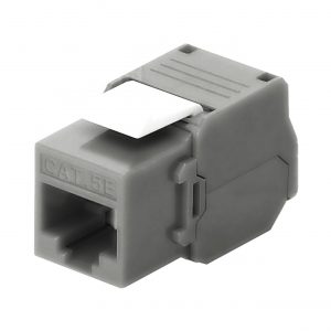 Módulo Jack Keystone Cat5e (Toolless), con Terminación en Ángulo 180 - Color Gris, Compatible con Faceplate y Patchpanel Linkedpro