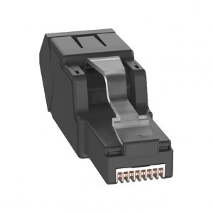 Plug RJ45 UTP, Instalación Angulada 45 Grados, Terminación en Campo Certificable, Compatible con Cat5e, Cat6 y Cat6A, Color Negro