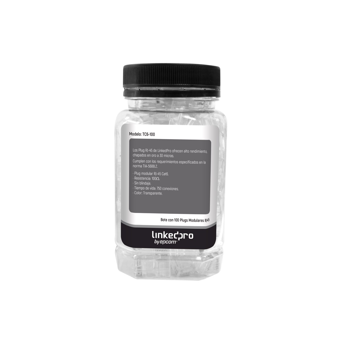 Bote con 100 Piezas de Plug Modular RJ45 Cat6 sin Blindaje, Chapado de Oro a 30 Micras para Durabilidad Extrema - Imagen 2