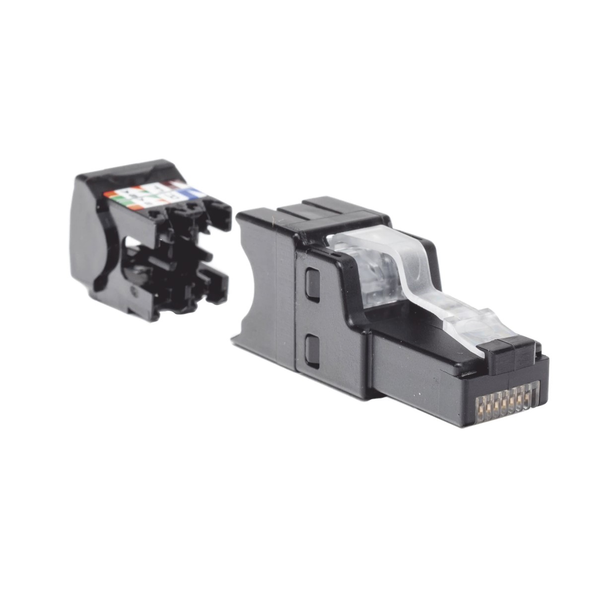 Plug RJ45 UTP, Instalación Recta, Terminación en Campo Certificable, Compatible con Cat5e, Cat6 y Cat6A, Color Negro - Imagen 2
