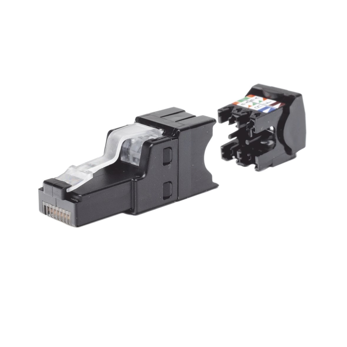 Plug RJ45 UTP, Instalación Recta, Terminación en Campo Certificable, Compatible con Cat5e, Cat6 y Cat6A, Color Negro - Imagen 3