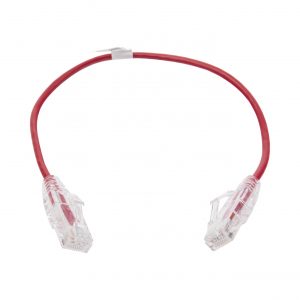 Cable de Parcheo Slim UTP Cat6 - 30 cm (11.81 Pulgadas) Rojo Diámetro Reducido (28 AWG)