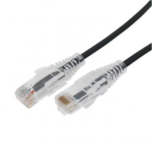 Cable de Parcheo Slim UTP Cat6A - 0.5 Metros (1.64 Pies) Negro, Diámetro Reducido (28 AWG)