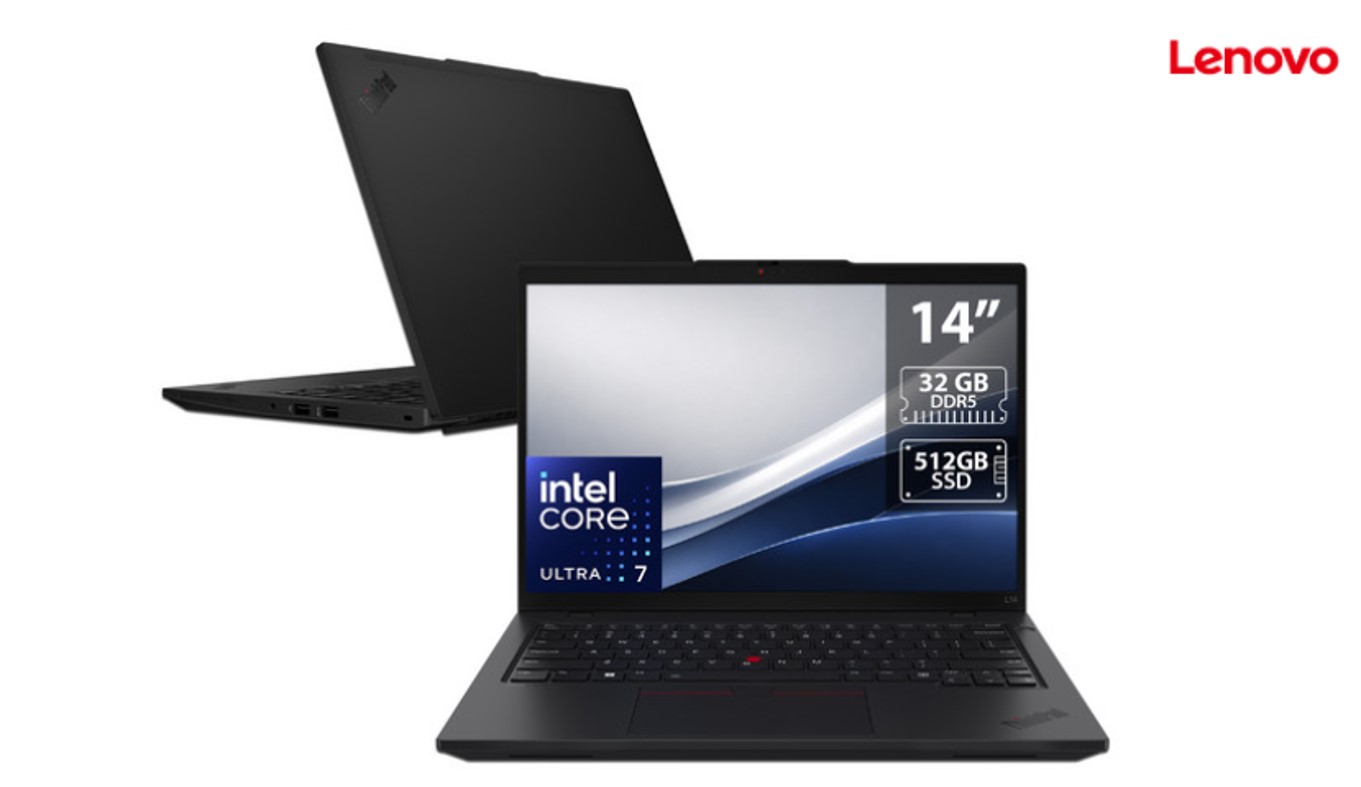 Laptop Lenovo ThinkPad L14: Procesador Intel Core Ultra 7 255H (hasta 5.1 GHz), Memoria de 32GB DDR5, SSD de 512GB, Pantalla de 14" LED, Video Intel Arc Graphics, Teclado en Español, S.O. Windows 11 Pro.